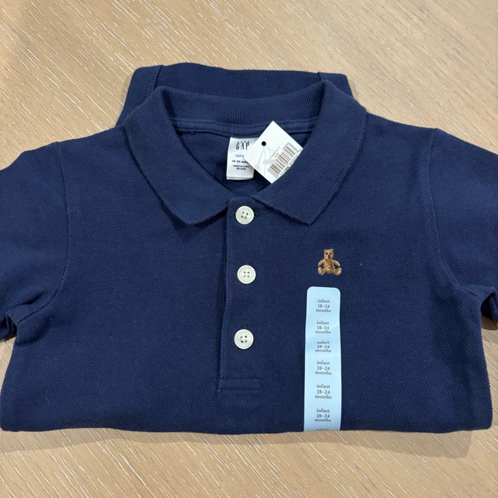 Baby Gap boys navy blue collar onesie - brand new w/ tags!